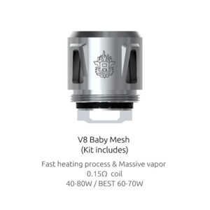 Smok V8 Baby Mesh Vape Coils Mesh 0.15 Ohm - 5 Pack