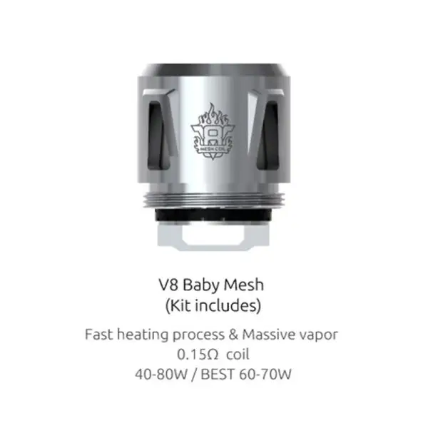 Smok V8 Baby Mesh Vape Coils Mesh 0.15 Ohm - 5 Pack